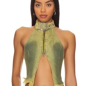 Jaded London Yellow and Green Denim Detail